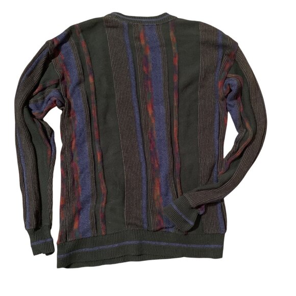 VTG Y2K Alexander Julian Men's Sweater Coogi-Style Striped 3-D Crewneck Sz M BIG - Picture 5 of 16